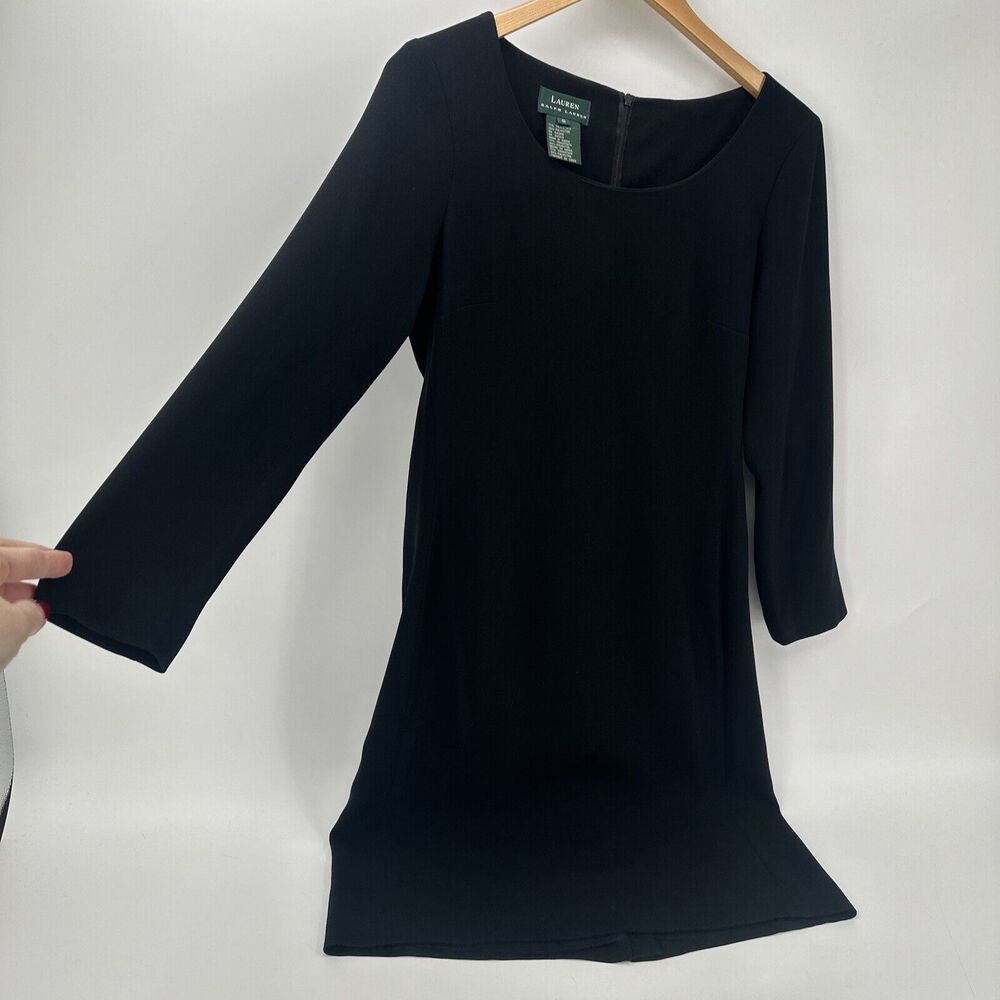 Lauren Ralph Lauren Dress Womens 8 Black Lined Classic LBD Midi Vintage